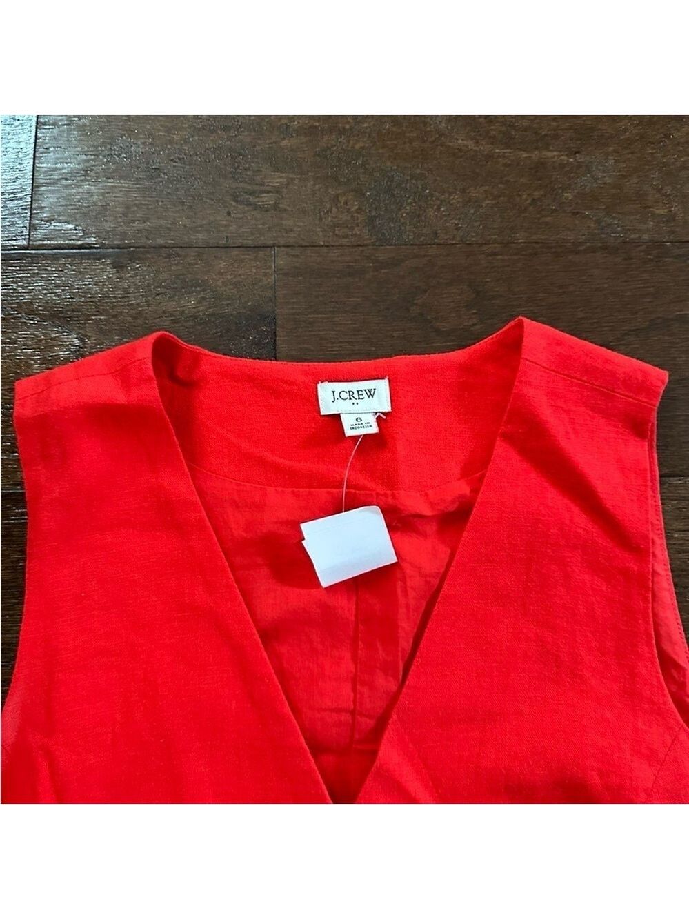 J.Crew-Button-front linen-blend vest, red size 6-NWT - Picture 6 of 15